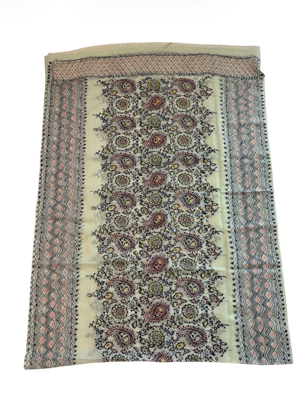 J. Crew Light Green Paisley & Geometric Pattern Women's Scarf